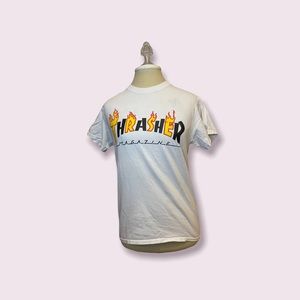 Thrasher flame logo white tee
